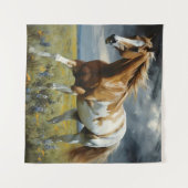 Een prachtig Pinto Paard in de wei Wandkleed (Voorkant (horizontaal))