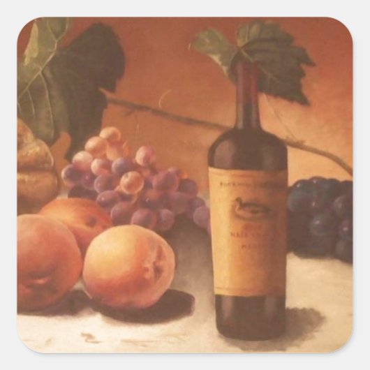 Een prachtig schilderij van diverse vruchten & wij vierkante sticker (Voorkant)