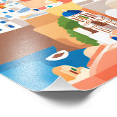 Een prachtig schilderij van Santorini Island Foto Afdruk (Hoek)