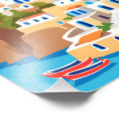 Een prachtig schilderij van Santorini Island Foto Afdruk (Hoek)