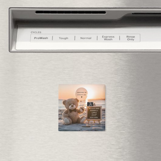 Een prachtig strand digitale zwangerschapsaankondi magneet (Insitu (Vaatwasser))