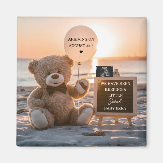 Een prachtig strand digitale zwangerschapsaankondi magneet (Voorkant)