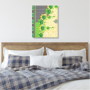 Een prachtig vormgegeven patroon van groen en sina canvas afdruk