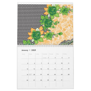 Een prachtig vormgegeven patroon van groen en sina kalender
