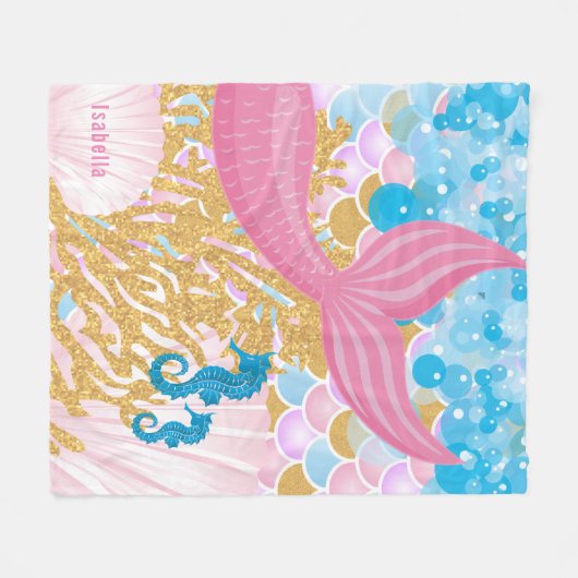 Een prachtig 🧜 ‍ ♀️ Zeemeermin Fleece Deken (Voorkant (Horizontaal))