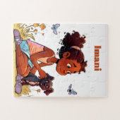 Een prachtig zwart meisje en haar drijfmest Puzzle Legpuzzel (Horizontaal)