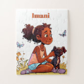 Een prachtig zwart meisje en haar drijfmest Puzzle Legpuzzel (Verticaal)