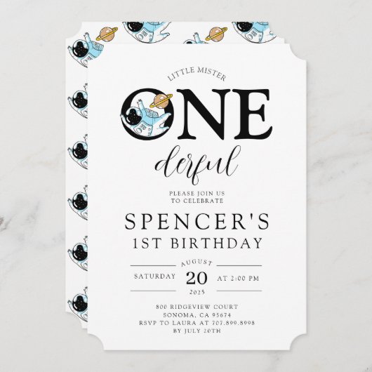 Een prachtige Astronaut Boy's Verjaardag Uitnodigi Kaart (Voorkant / Achterkant)