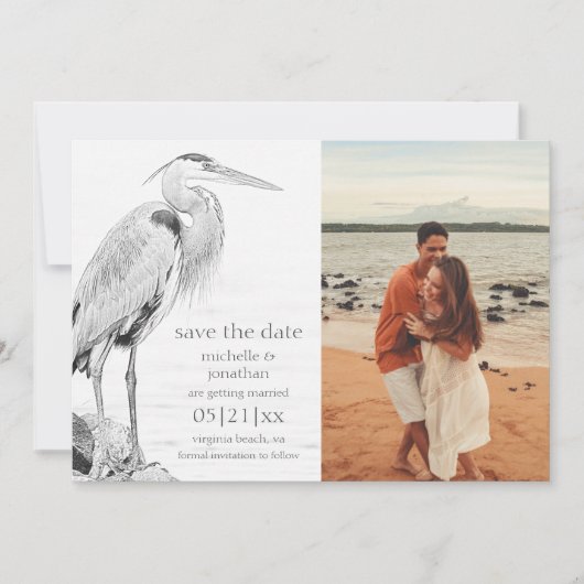 Een prachtige blauwe heron Water Bird Weduwfoto Save The Date (Voorkant)