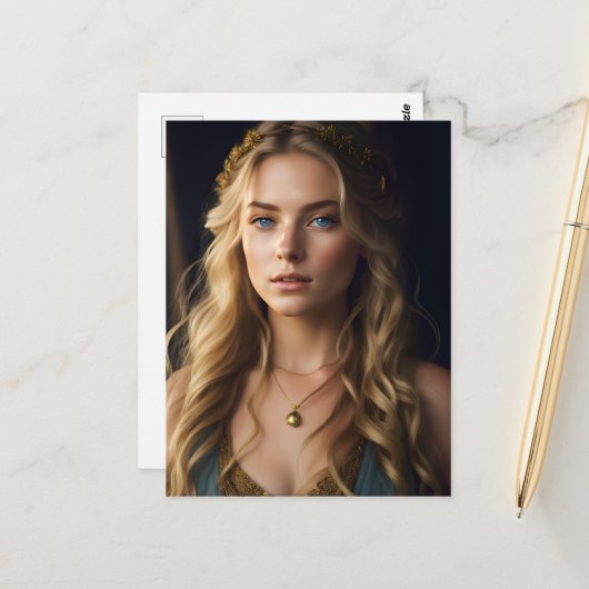 Een prachtige blonde vrouw briefkaart (Voorkant / Achterkant in situ)