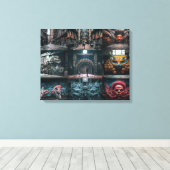 Een prachtige compilatie van street art graffiti f canvas afdruk (Insitu (Houten vloer))