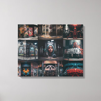 Een prachtige compilatie van street art graffiti f canvas afdruk