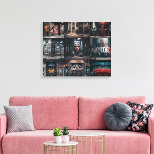 Een prachtige compilatie van street art graffiti f canvas afdruk (Insitu (Woonkamer))