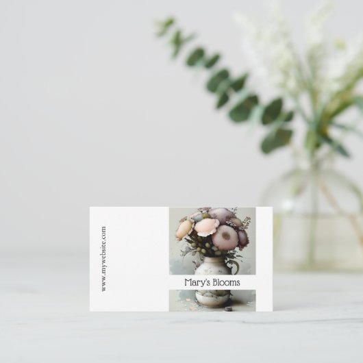 Een prachtige crèmes en witte bloemenWaterverven Visitekaartje (Staand voorkant)
