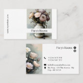 Een prachtige crèmes en witte bloemenWaterverven Visitekaartje (Voorkant / Achterkant)