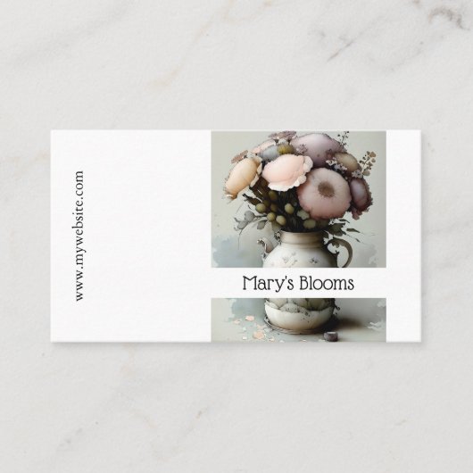 Een prachtige crèmes en witte bloemenWaterverven Visitekaartje (Voorkant)
