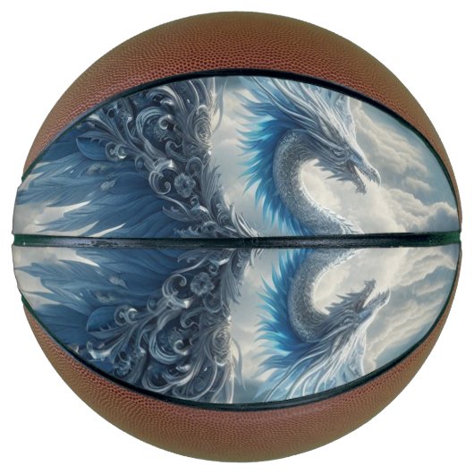 Een prachtige draak omringd door wolken basketbal (Voorkant)