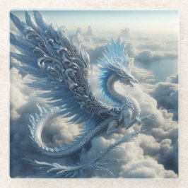 Een prachtige draak omringd door wolken glazen onderzetter