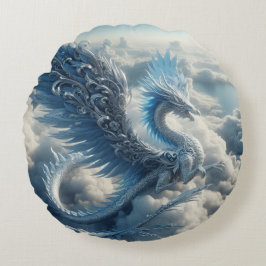 Een prachtige draak omringd door wolken rond kussen