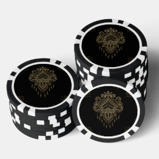Een prachtige filigraan gouden lotusbloem. poker chips