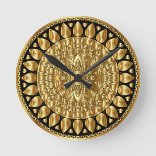 Een prachtige gouden mandala ronde klok