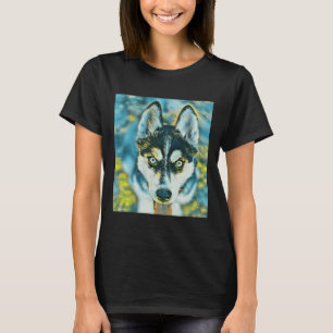 Een prachtige husky geschilderde schep t-shirt