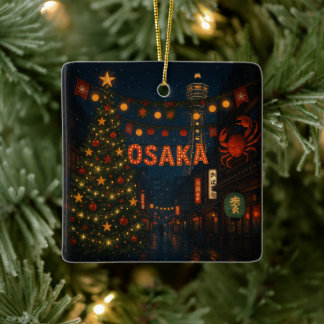 Een prachtige kerstnacht in Osaka Keramisch Ornament