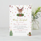 Een prachtige kerstrendier verjaardag kaart (Staand voorkant)