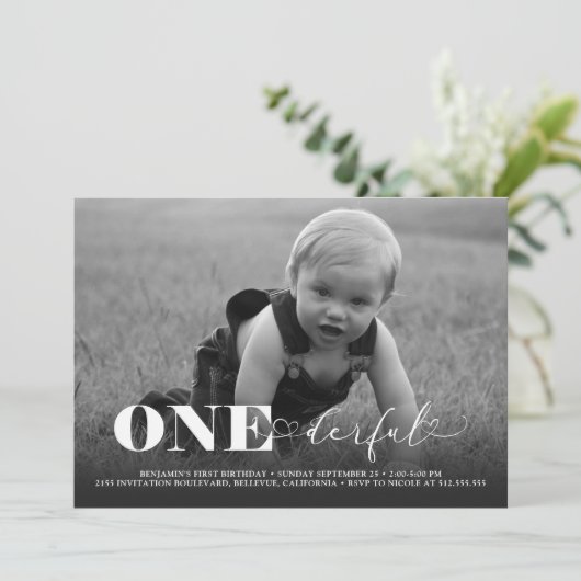 Een prachtige moderne foto 1e verjaardag kaart (Staand voorkant)