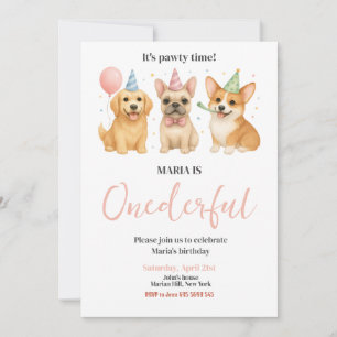 Een prachtige Pawty Time Puppy Verjaardagsfeest Kaart