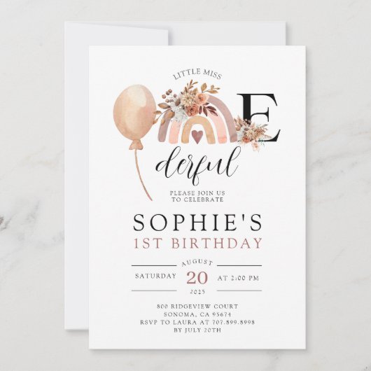 EEN prachtige Rainbow Girl's Verjaardag uitnodigin Kaart (Voorkant)