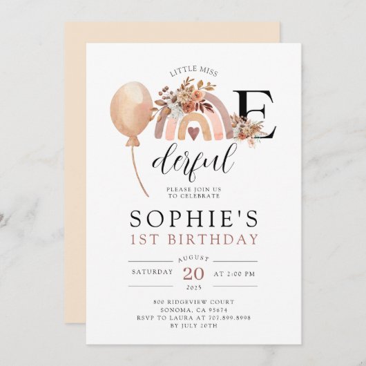 EEN prachtige Rainbow Girl's Verjaardag uitnodigin Kaart (Voorkant / Achterkant)