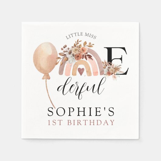 EEN prachtige Rainbow Girl's Verjaardag uitnodigin Servet (Voorkant)