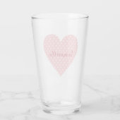 Een prachtige roze en witte hartpolka stip display glas (Achterkant)