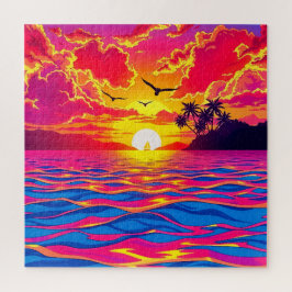 Een prachtige tropische zonsondergang legpuzzel