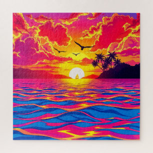 Een prachtige tropische zonsondergang legpuzzel