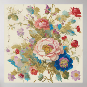 Een prachtige tuin van rozen ontvouwt zich! poster