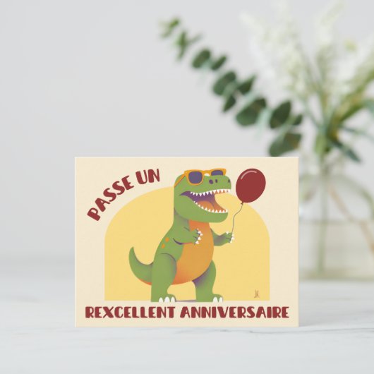 Een prachtige verjaardag - een vreemde dinosaurus briefkaart (Staand voorkant)