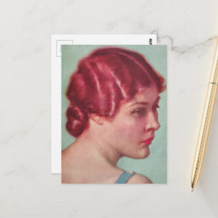 Een prachtige vrouw in 1930 met rood haar briefkaart