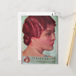 Een prachtige vrouw in 1930 met rood haar collage briefkaart