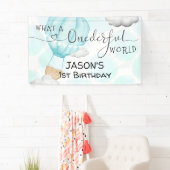 EEN prachtige wereld hete luchtballon 1e verjaarda Spandoek (Insitu)