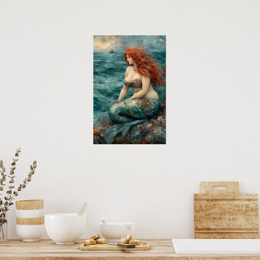 Een prachtige zeemeermin poster (Keuken)