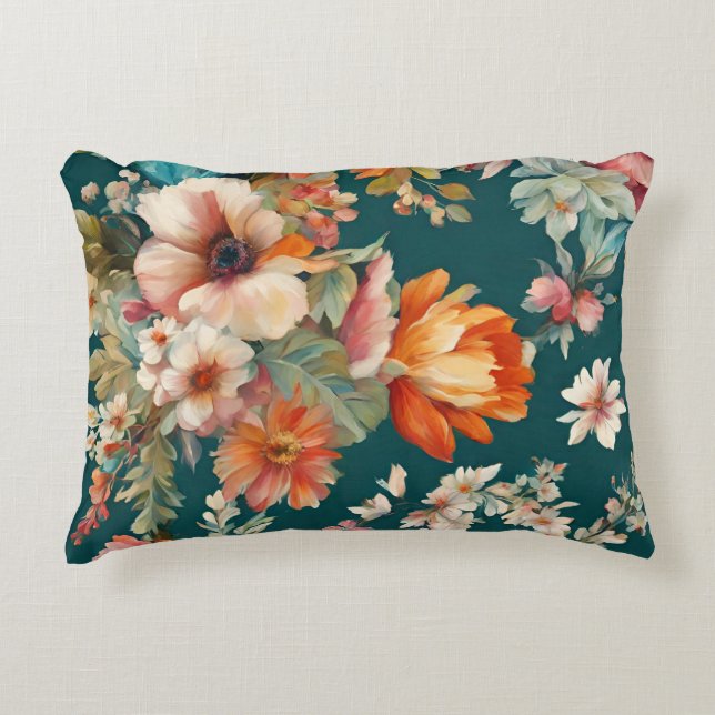 Een prachtige zomer bloemenachtige schilderkunst accent kussen (Voorkant)