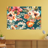 Een prachtige zomer bloemenachtige schilderkunst canvas afdruk (Insitu (Woonkamer))