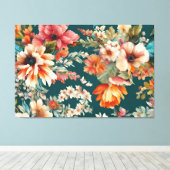 Een prachtige zomer bloemenachtige schilderkunst canvas afdruk (Insitu (Houten vloer))