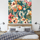 Een prachtige zomer bloemenachtige schilderkunst canvas afdruk (Insitu (Slaapkamer))