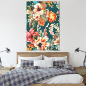 Een prachtige zomer bloemenachtige schilderkunst canvas afdruk (Insitu (Slaapkamer))