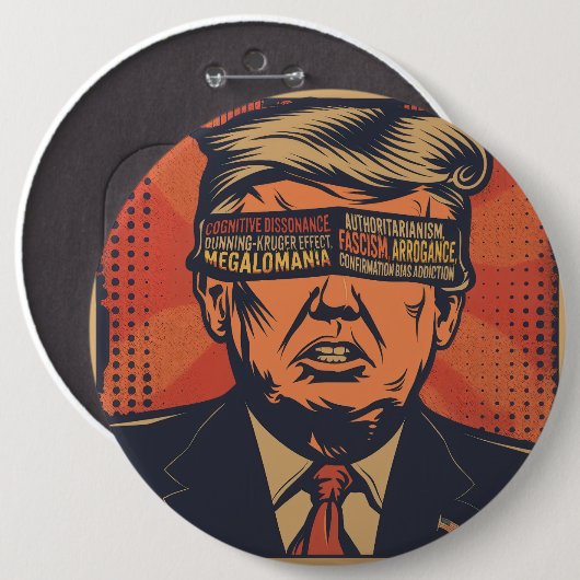 Een president geblinddoekt door mentale problemen ronde button 6,0 cm (Voorkant /achterkant)
