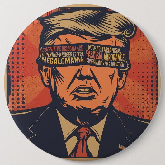 Een president geblinddoekt door mentale problemen ronde button 6,0 cm (Voorkant)