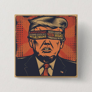 Een president geblinddoekt door mentale problemen. vierkante button 5,1 cm